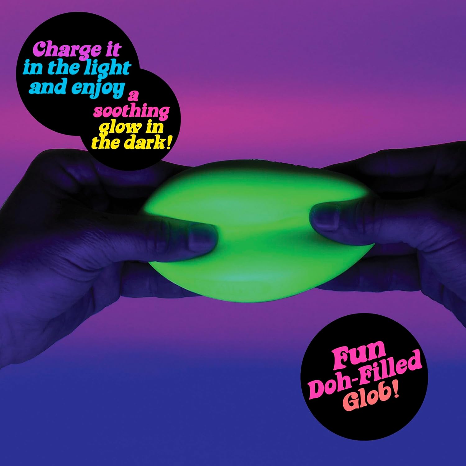Schylling NeeDoh Glow in The Dark - Sensory Squeeze Toy - Gratifying Glowing Glob - 2.5 Wide - Glow in The Dark (Pack of 1) - Image 3