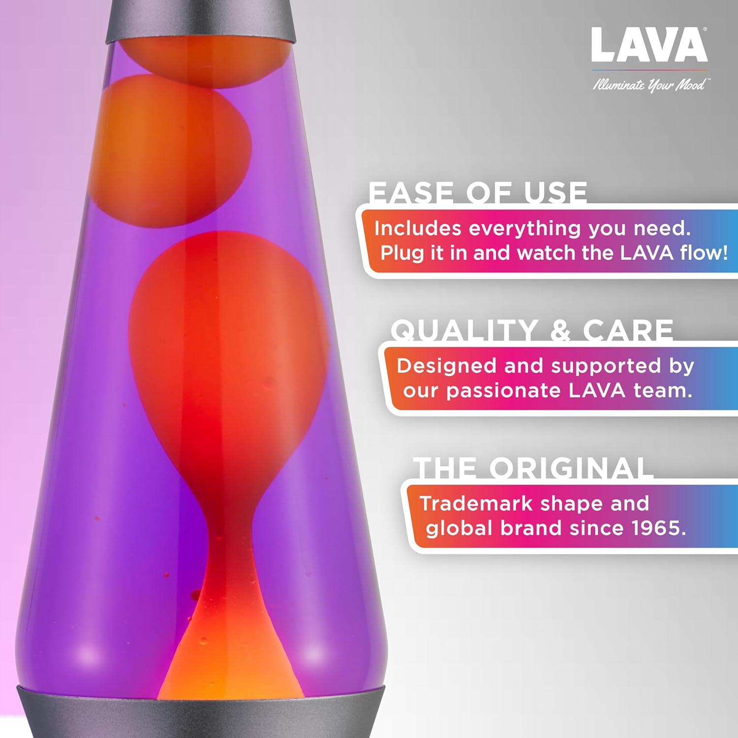 Lava? Lamp - 14.5 Purple Sunset - The Original Motion Light - Yellow Wax and Purple Liquid - Item #2635 (Amazon Exclusive) - Image 2