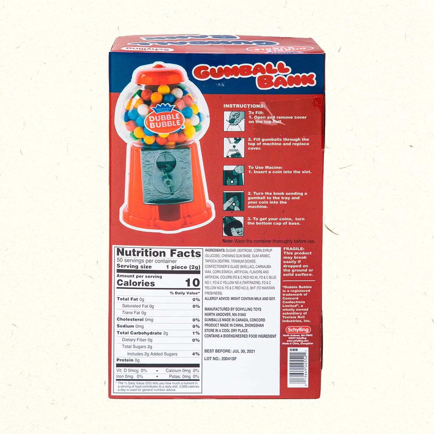 Schylling Brand Classic Retro Gumball Coin Bank - 8.5 Tall - Includes 45 Dubble Bubble Gumballs - Ages 3+ - Image 6