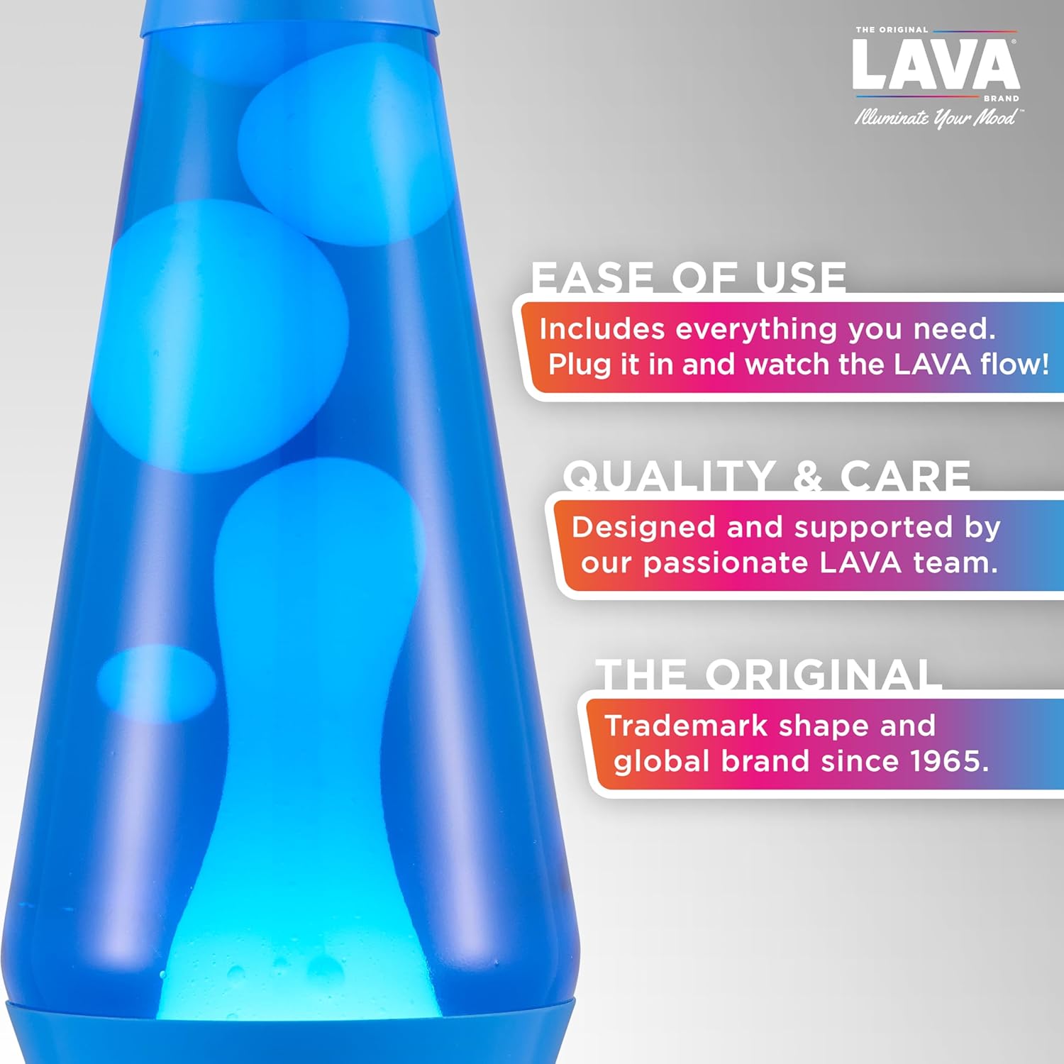 Lava The Original Lamp - New 14.5 Cerulean Blue ?C Classic Liquid Motion Lamp - White Wax and Blue Liquid - Item #2362 (Amazon Exclusive) - Image 2